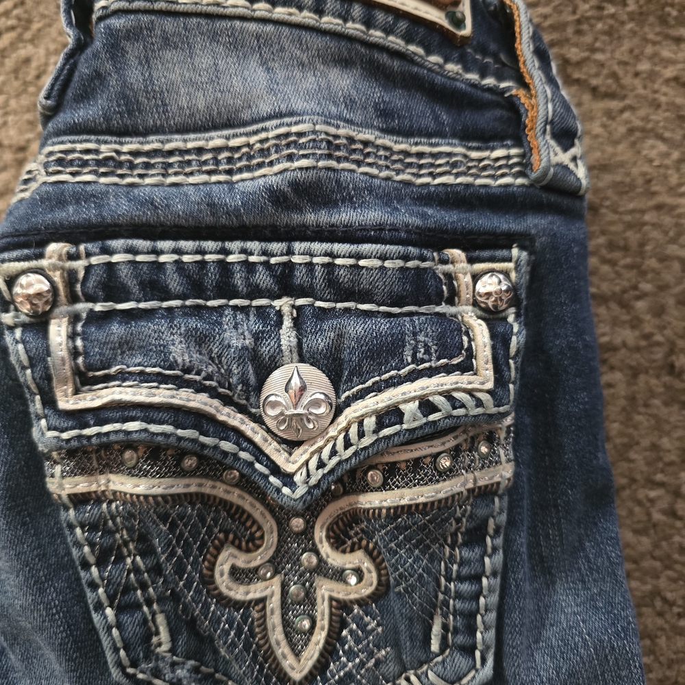 Rock Revival Blue Embellished Skinny Jeans